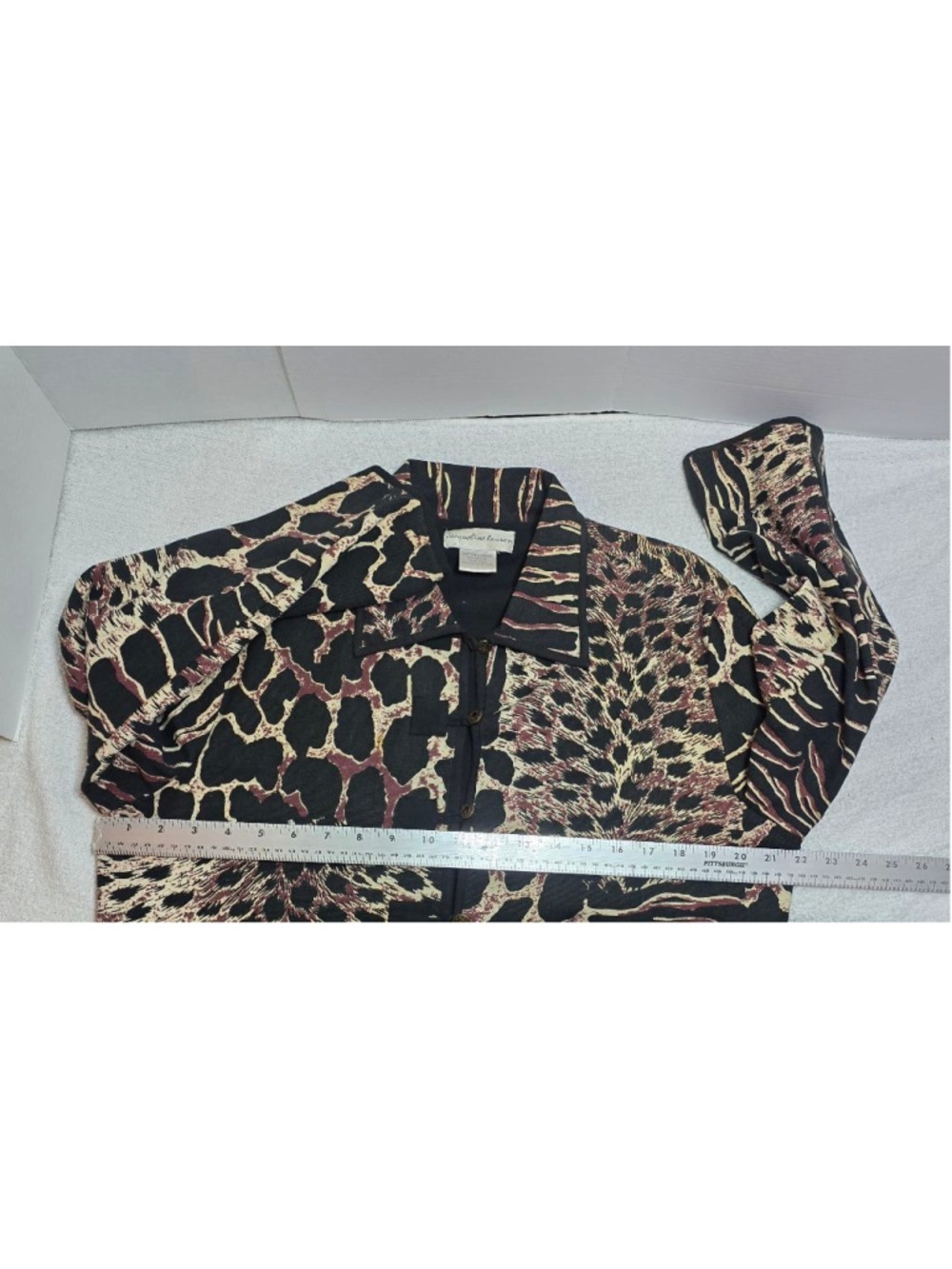 Women's Jacqueline Lauren Animal Print Blazer XL Black Beige - Picture 8 of 8